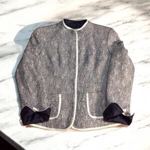 Liz Claiborne Villager Women's Jacket Blue White Tweed Size 12